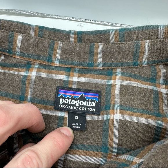 Patagonia Flannel Mens XL Plaid Button Up Long Sleeve Shirt Organic Cotton - Picture 7 of 10